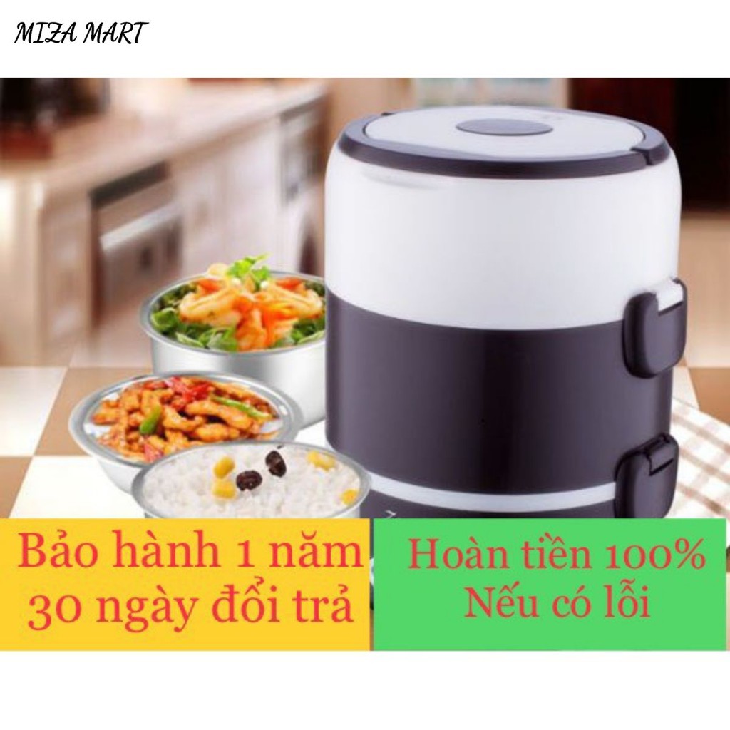 Hộp cơm cắm điện 3 tầng, giữ nhiệt, hâm nóng nhanh thức ăn, inox cao cấp