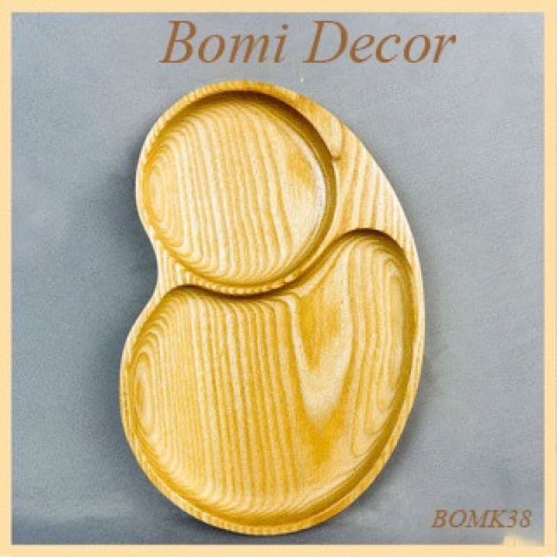 Khay gỗ decor BOMI - Khay gỗ đựng đồ ăn gỗ tần bì hạt đậu siêu đáng yêu size nhỏ BOMK38A