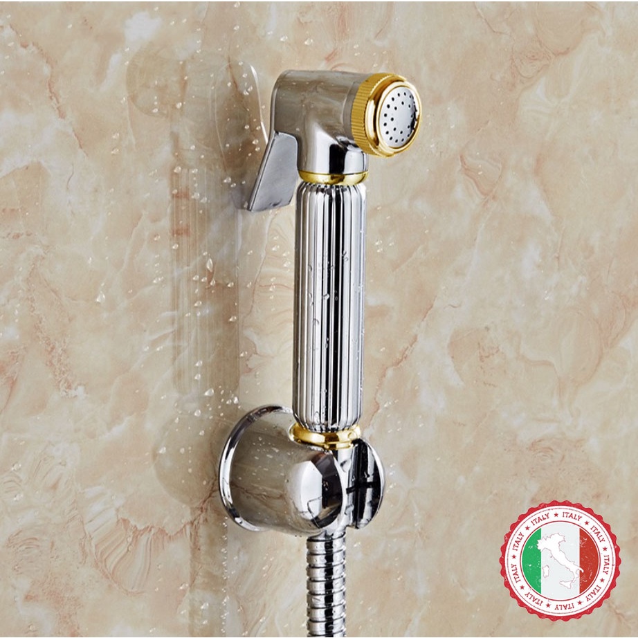 Bộ xịt nhà vệ sinh Phòng tắm Cao cấp mạ Vàng ITALIA Đầu xịt + Dây xịt + Giá đỡ