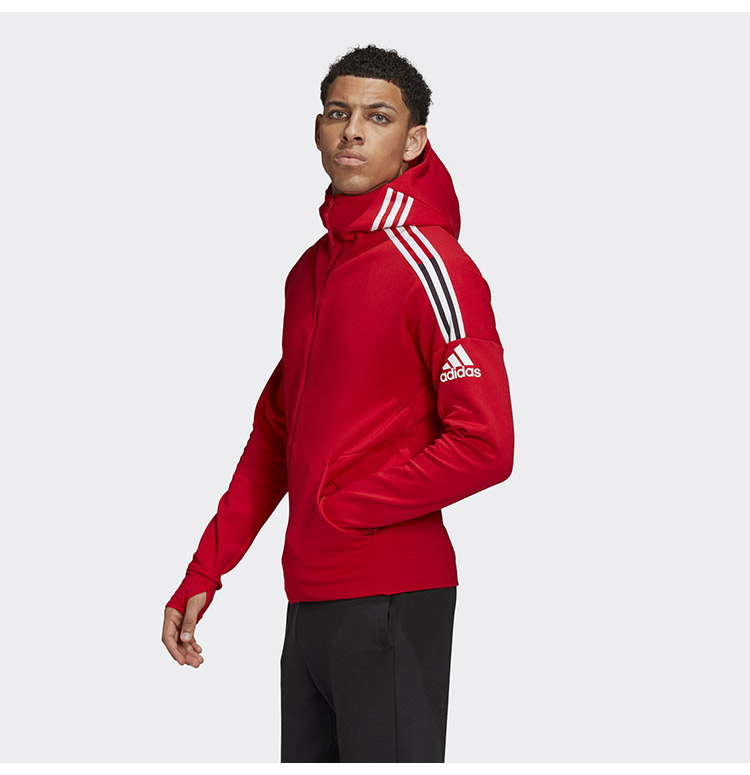 Áo khoác có nón Adidas ZNE dệt kim với thiết kế sọc phong cách thể thao thời trang cho nam