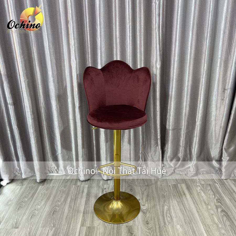 Ghế Bar, Ghế Trang Điểm Mẫu cánh sen Chân Vàng K1 Sang Chảnh Điều Chỉnh Độ Cao 60/80 Và Xoay 360 Độ ( Có Sẵn)
