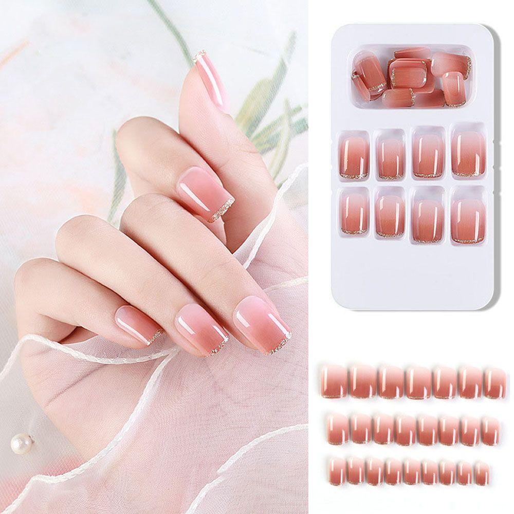 Bộ 24 Móng Tay Giả Ngắn Che Phủ Toàn Diện Tháo Rời Được