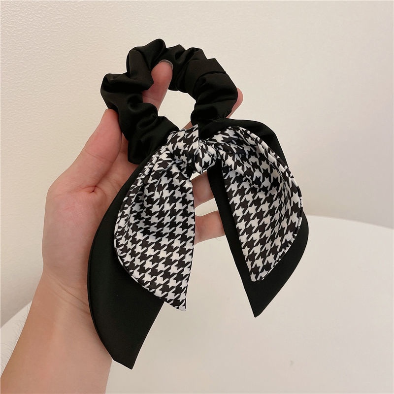 Dây buộc tóc thắt nơ in hoa đơn giản thời trang cho nữ