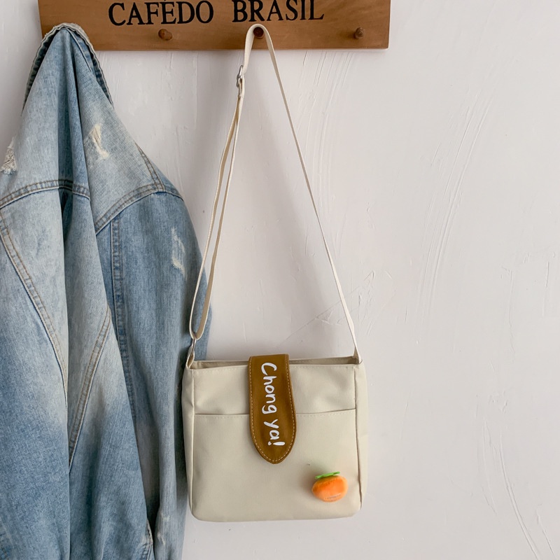 Túi Đeo Chéo Vải Canvas Hình Vuông Nhỏ Dễ Thương Phong Cách Hàn Quốc Thời Trang Mùa Hè Cho Nữ