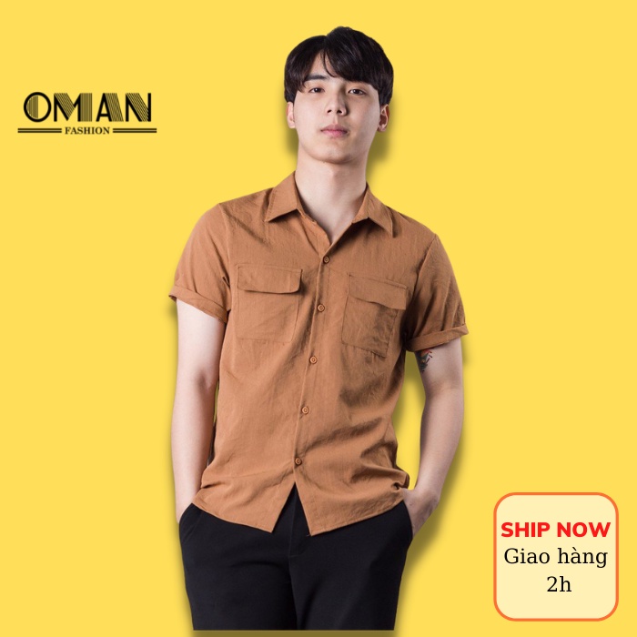 Áo sơ mi đũi cộc tay cổ bẻ l áo đũi ngắn tay có cổ dày dặn -OMAN SM33 | BigBuy360 - bigbuy360.vn