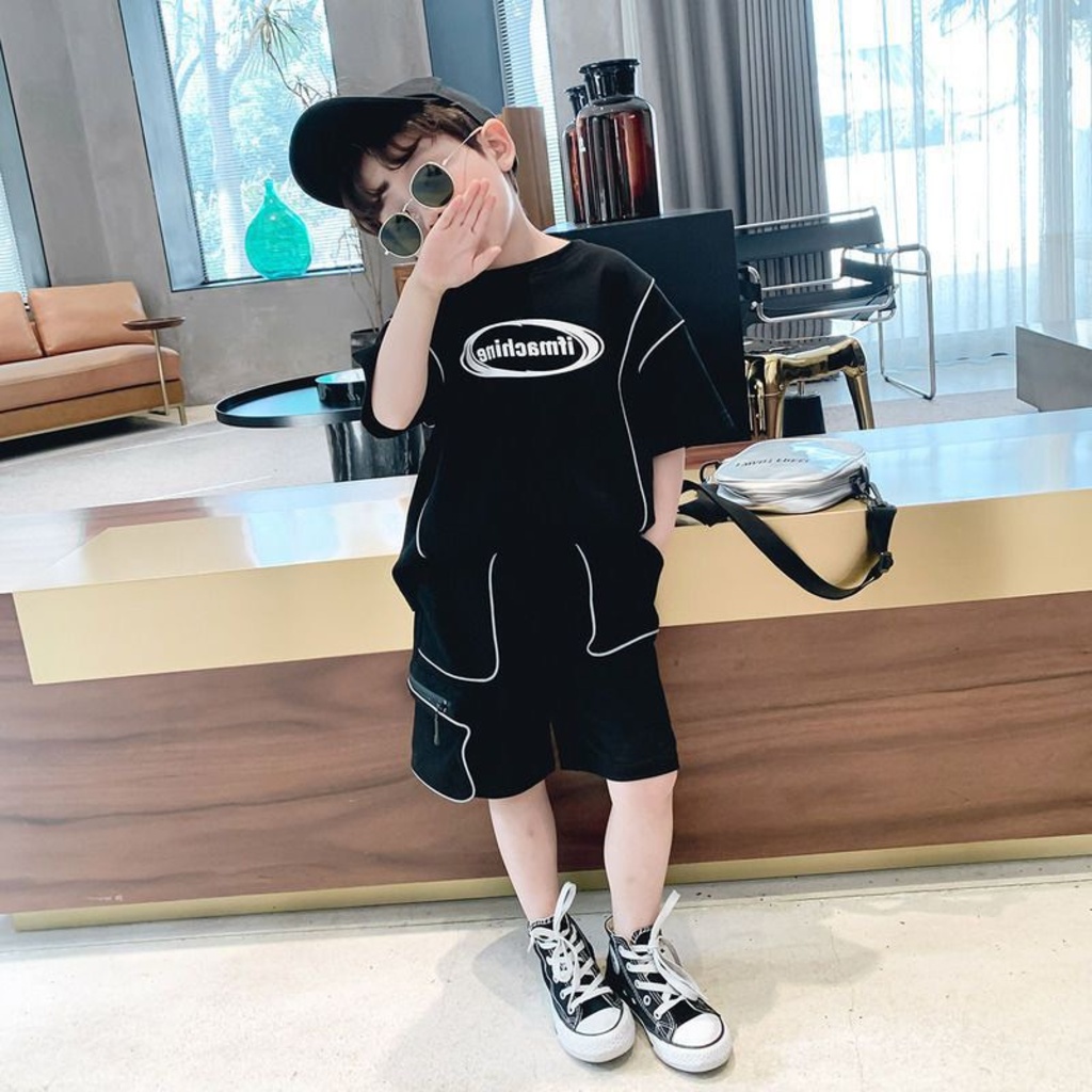 Bộ cộc tay cho bé trai Binbon kids, đồ bộ bé trai thể thao cho bé chất cotton viền cho bé từ 6 đến 27kg