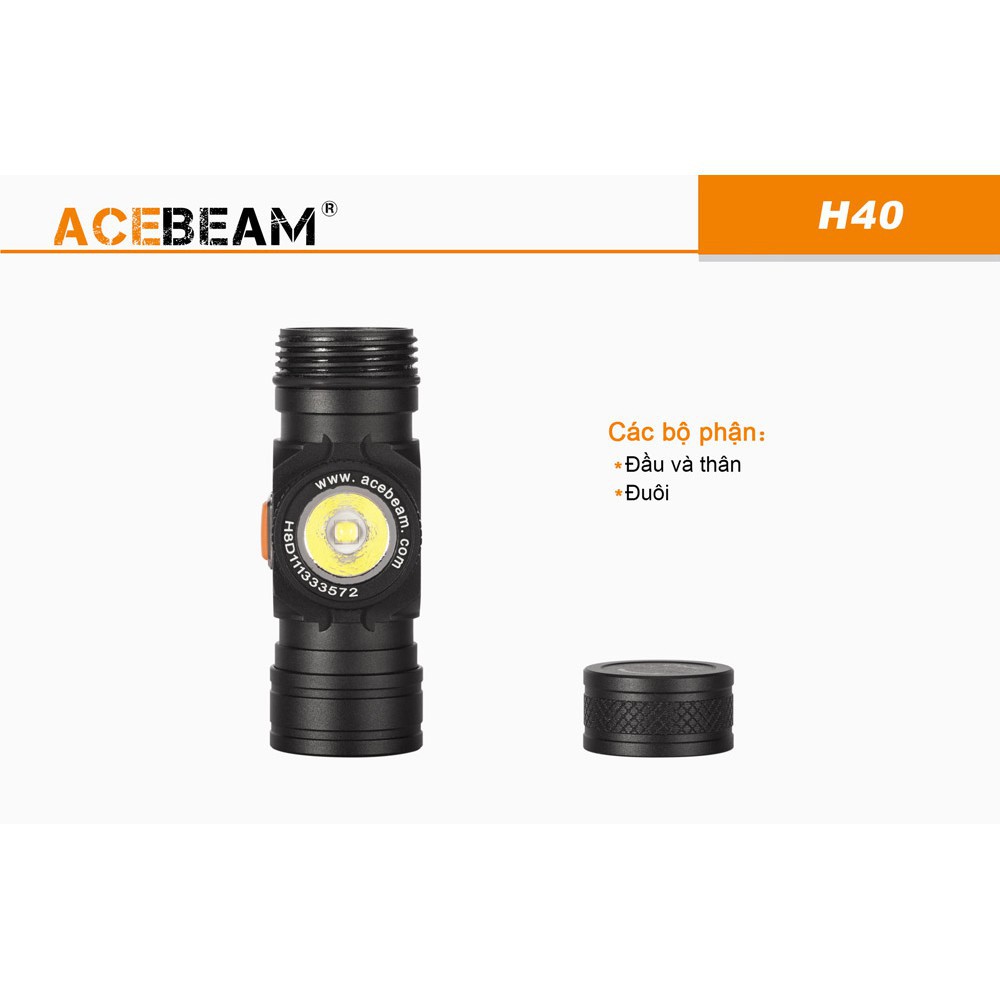 Đèn pin đội đầu ACEBEAM H40 độ sáng 1050lm chiếu xa 102m siêu nhỏ pin 14500 AA (kèm theo) Đèn &amp; Đèn pin