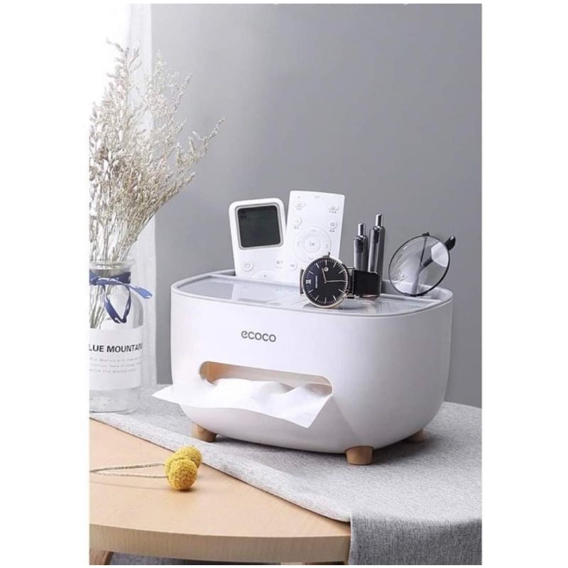 Hộp đựng giấy ăn để bàn có khay trên để đồ sang chảnh