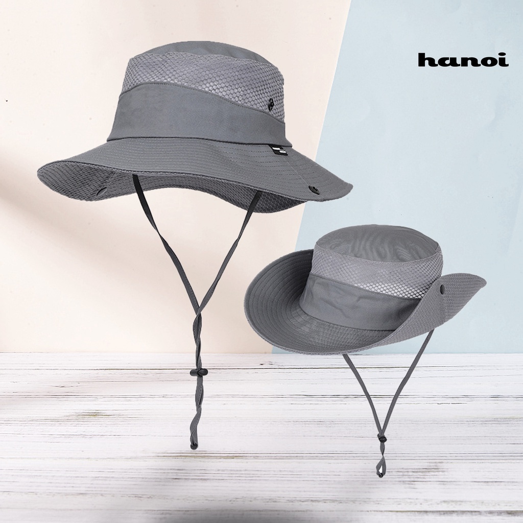 Mũ Rộng Vành Chống Nắng / Tia Uv Có Dây Đeo Và Lỗ Thông Hơi Cho Nam Và Nữ