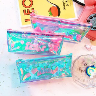 hộp bút tiên cá kim tuyến vỏ sò hologram HB170 cute dễ thương