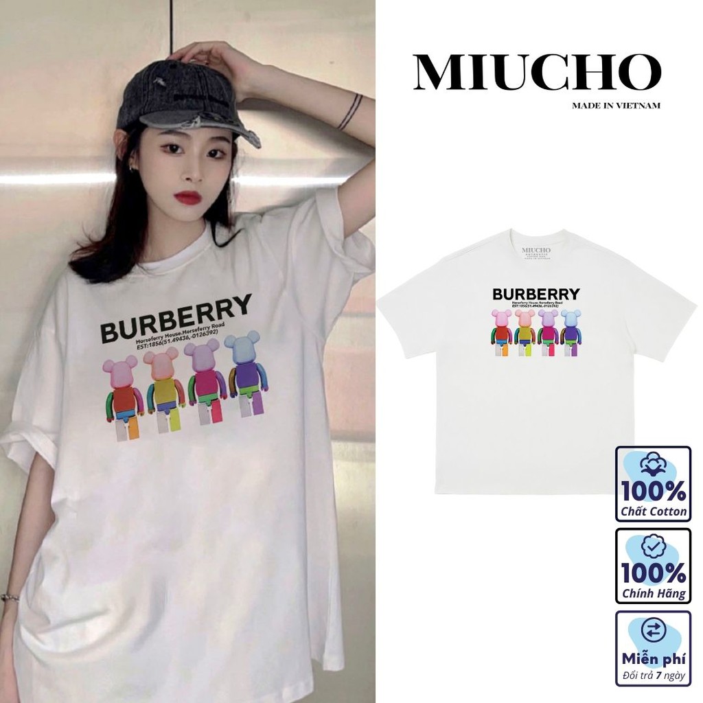 Áo phông bearbrick nữ form rộng tay lỡ unisex, áo thun bearbrick nữ form rộng tay lỡ unisex cotton AT034 Miucho in logo