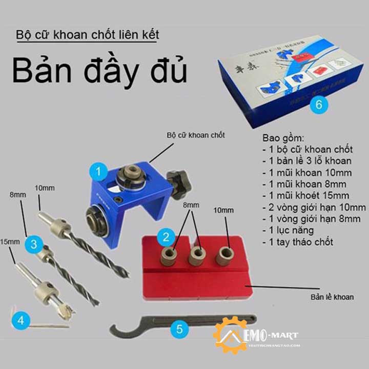 [ BH 12 THÁNG ] 💥 Bộ cữ khoan ốc cam chốt gỗ full 💥 Thao tác đơn giản - Độ chính xác cao