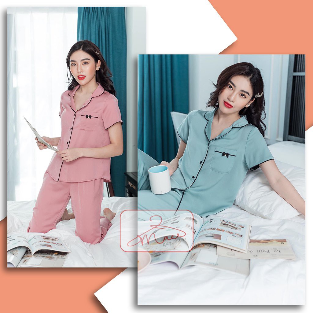 [bán lỗ lấy sao] Bộ Pijama Lụa Cộc Tay Nữ Cao Cấp, Bộ Đồ Ngủ Nữ Mùa Hè - MACboutique