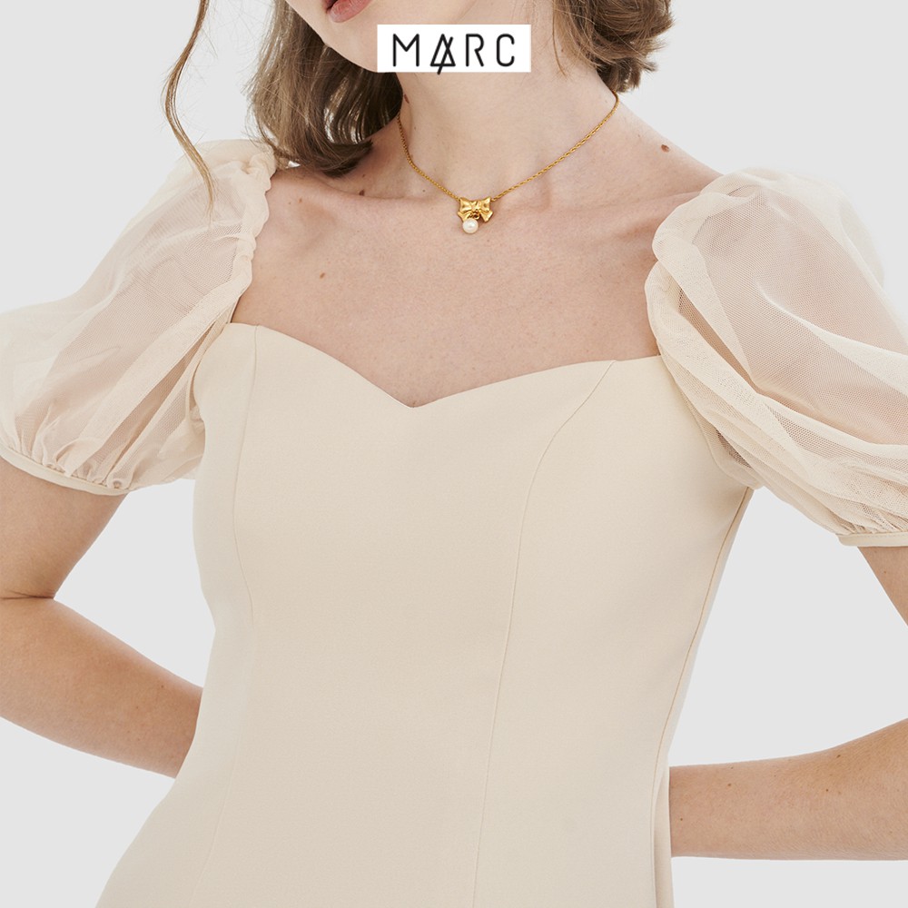 ĐẦM MIDI TAY PHỐI LƯỚI - MARC FASHION