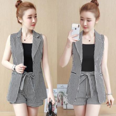 Bộ Vest Short Cá Tính - Set Vest  Kaki Lụa Cao Cấp Quần Đùi Áo Tay Ngắn Kèm Áo Thun Trong Năng Động | BigBuy360 - bigbuy360.vn