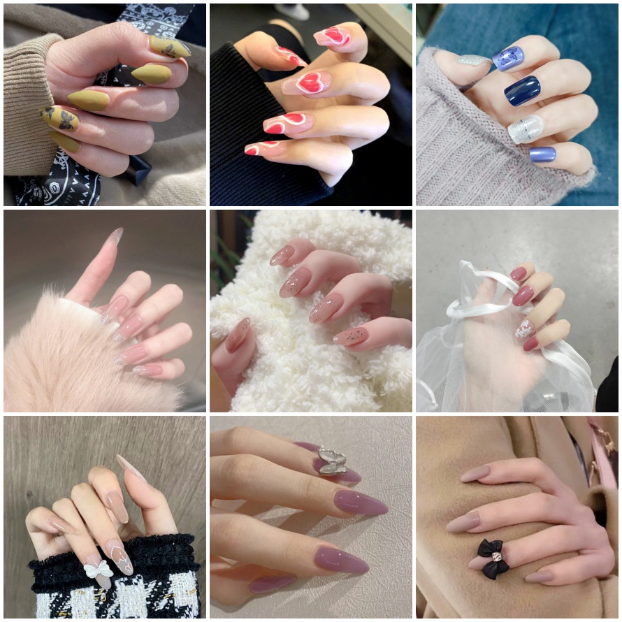 Nail Box ❤️SHIP 2H ❤️ Set 24 Móng Tay Giả Đính Hạt Kèm Keo Dán Móng | Z001 - Z079, W