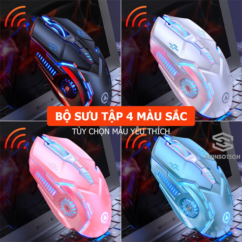 Chuột không dây gaming SHINSOTECH A9 click Silent pin sạc Led 7 màu đẹp 3200 DPI phù hợp chơi game và văn phòng