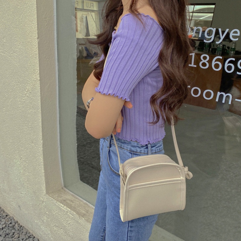 Áo Thun Dệt Kim Tay Ngắn Hở Vai Màu Trơn Thời Trang Mùa Hè Quyến Rũ Dành Cho Nữ