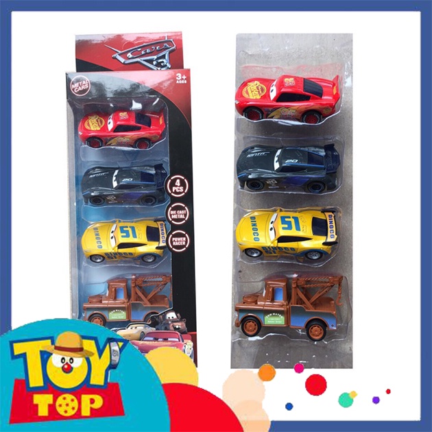 Đồ chơi mô hình combo 4 xe ô tô bằng sắt nhân vật Lighting McQueen trong hoạt hình car vương quốc xe hơi