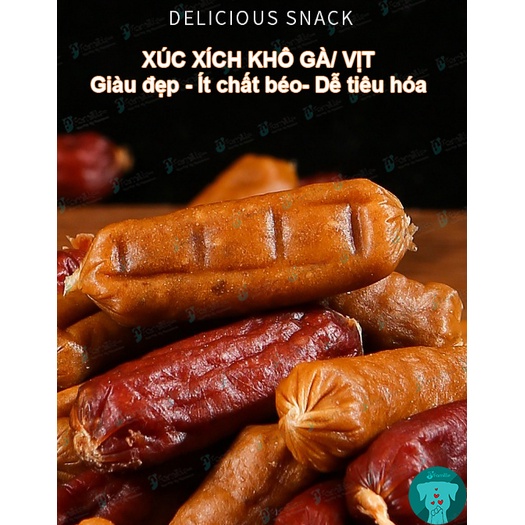 Đồ Ăn Vặt, Snack Chó Mèo JFAMILLE. Xúc Xích Khô Gà, Vịt. Giàu Đạm Dễ Tiêu Hóa, Túi 100Gr - JF194