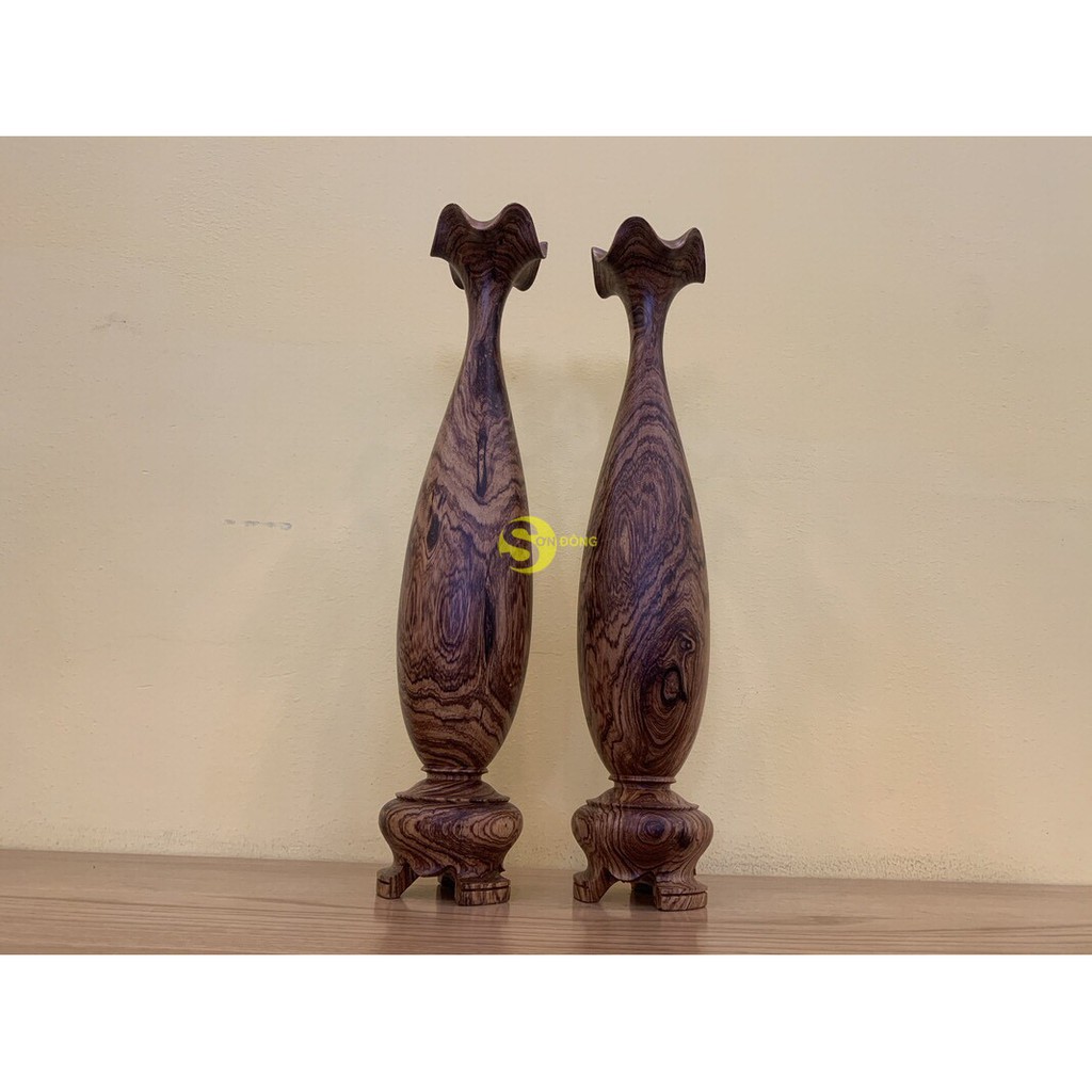Cặp Lục bình tỳ bà gỗ tự nhiên vân đẹp cao 50cm giá rẻ