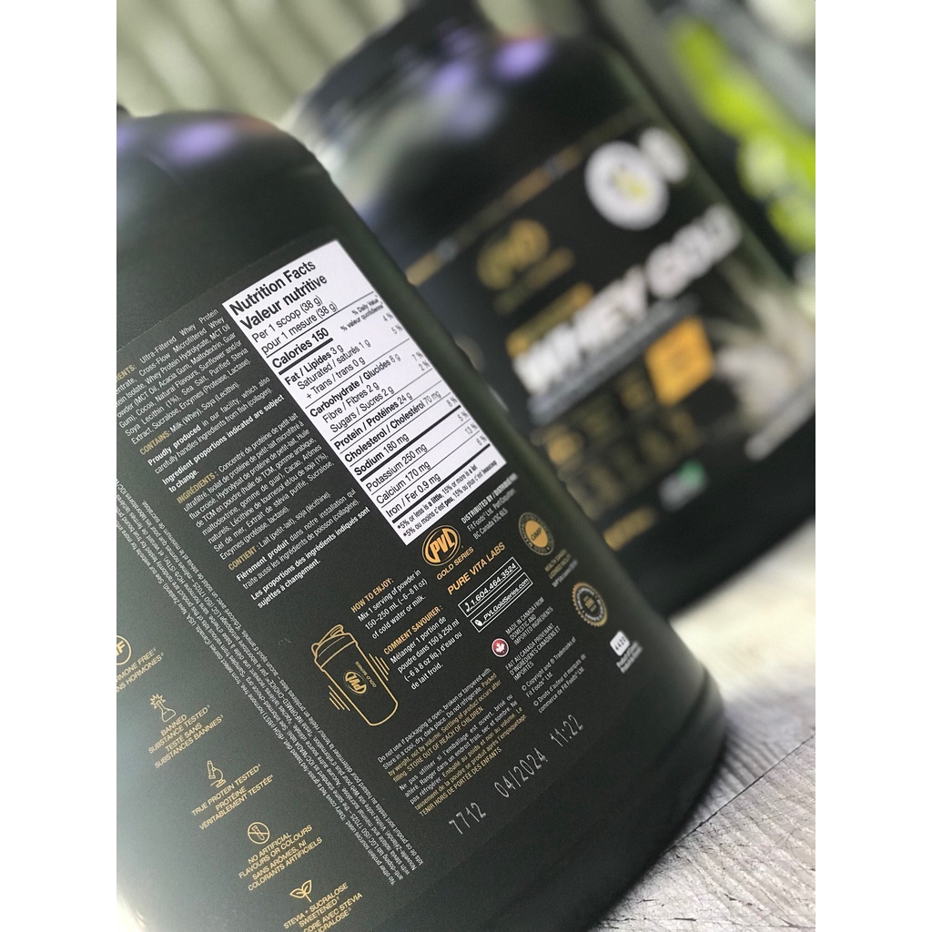 HỦ 6lbs - PVL 100% WHEY GOLD - Phát Triển Cơ Bắp - Bổ sung thêm Enzym tiêu hoá hấp thu tốt nhất