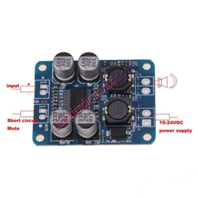 Mạch khuếch đại âm thanh 1 kênh 60W TPA3118 8-24VDC / module khuếch đại công suất 60W.