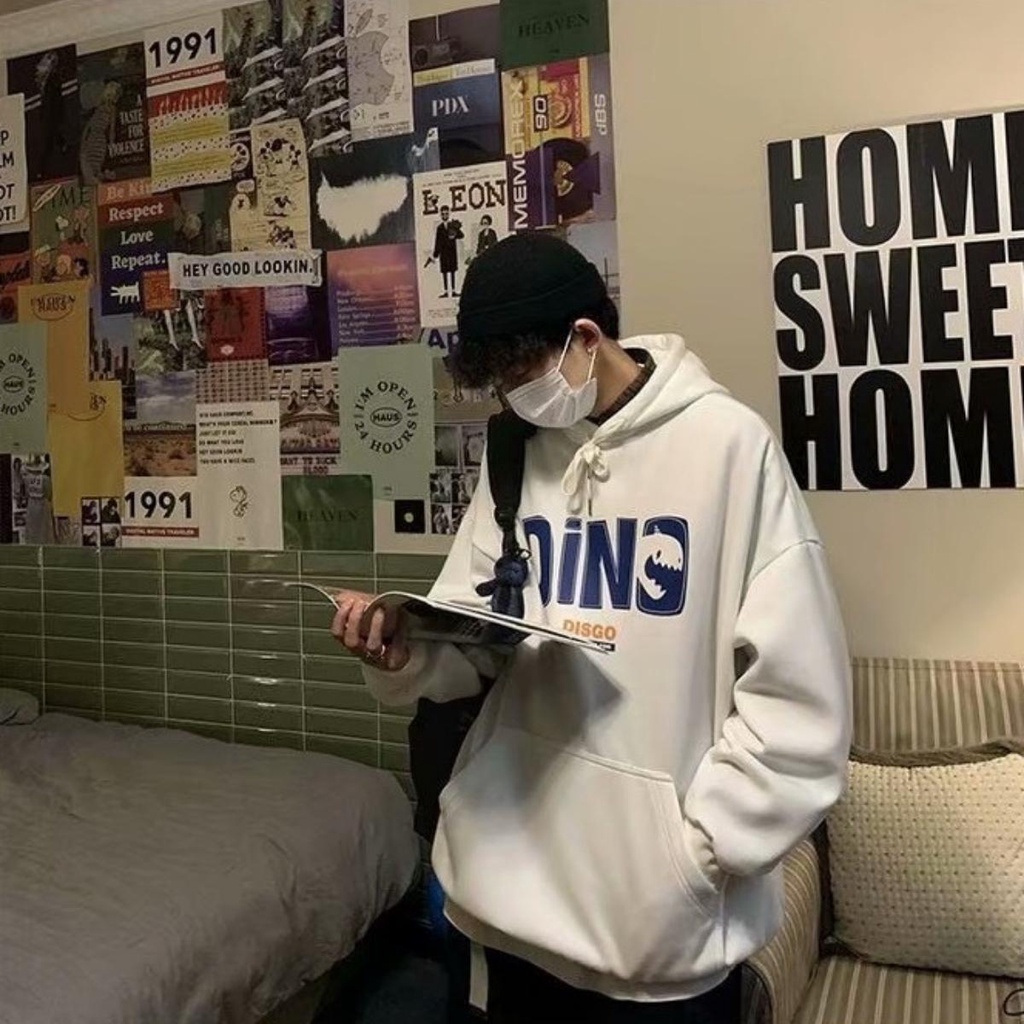 Áo Hoodie NASA DTSU DINO ANCHORED khoác Nỉ Bông có mũ form rộng basic tay dài dày dặn ấm áp cặp đôi nam nữ unisex Aomivn