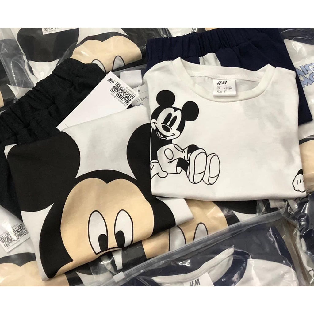 Combo 2 bộ thun cotton mềm mại Mialy Kids hình in Mickey cho bé (9-23kg) - Chất co dãn, mát mẻ