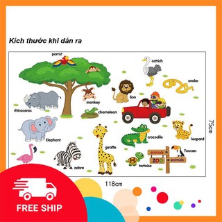 ⚡️𝗙𝗥𝗘𝗘𝗦𝗛𝗜𝗣⚡️ Decal dán tường Vườn thú tiếng anh số 1