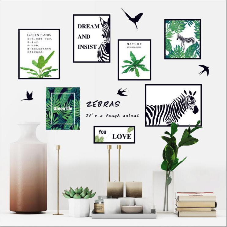 Decal dán tường Khung hình 3D trang trí phòng khách kiểu Hàn Quốc - decal AmyShop