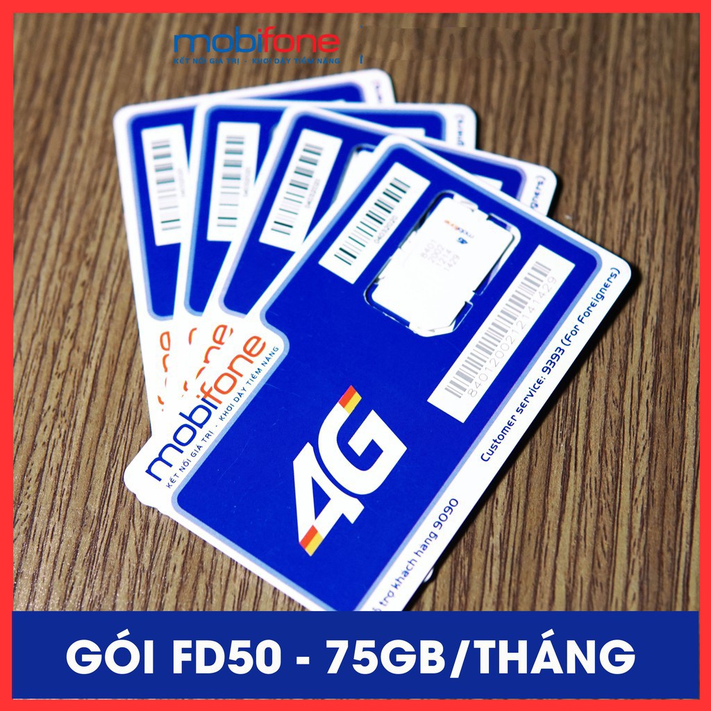 SIM 4G [FD50]  MOBI DATA KHỦNG- GIÁ SIÊU RẺ CHỈ 50K/THÁNG TẶNG DÙNG THÁNG ĐẦU