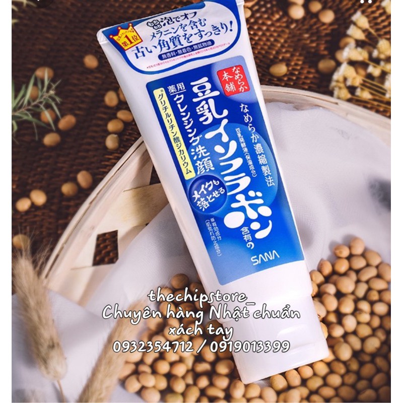 ( Hàng Nhật chuẩn nội địa, có bill mua hàng ) Sữa rửa mặt đậu nành Sana Nameraka Honpo Soymilk Cleanser Face Wash