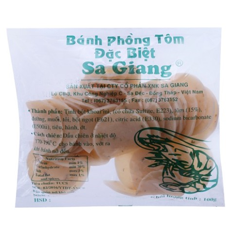 Bánh phồng tôm đặc biệt Sa Giang gói 100g