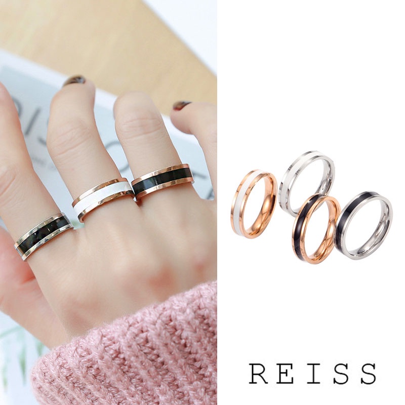 Nhẫn titan 18K màu trắng đen thời trang Hàn Quốc