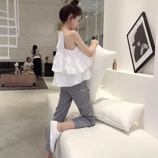 Set bộ áo yếm + quần kẻ