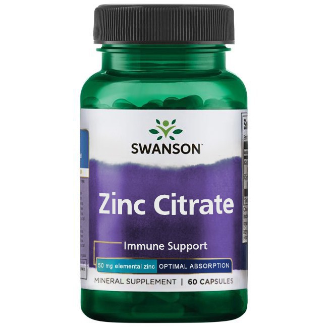 Viên Uống Bổ Sung Kẽm Tăng Cường Hệ Miễn Dịch Zinc | Swanson Zinc Citrate 50mg Immune Support [60 Viên] |  Chính Hãng