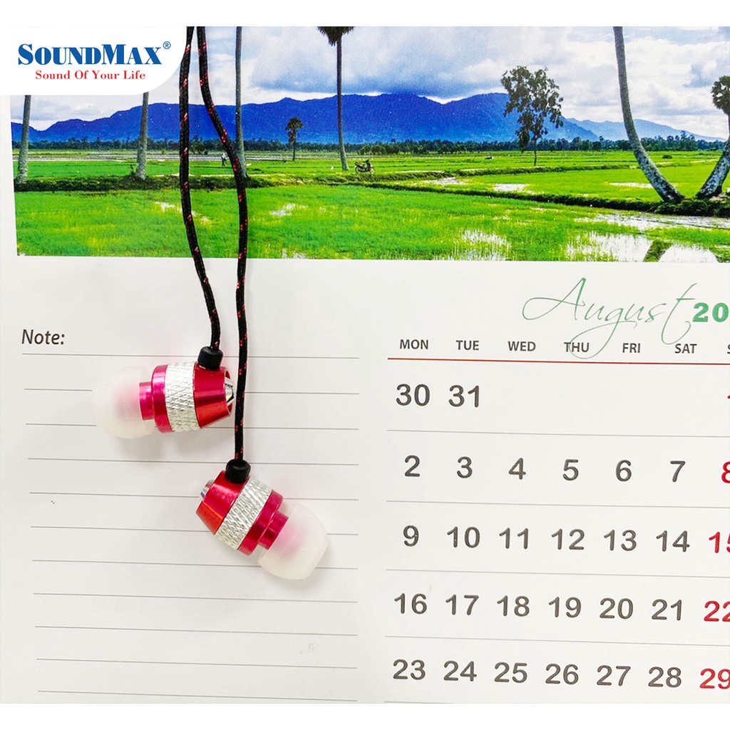 Tai Nghe Nhét Tai SoundMax AH-306s ( Màu đỏ) - Hàng Chính Hãng