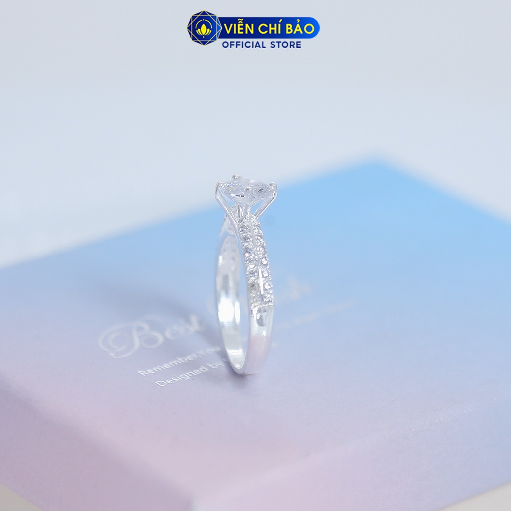 Nhẫn bạc nữ đính đá cao chất liệu bạc S925 thời trang phụ kiện trang sức nữ thương hiệu Viễn Chí Bảo N400615