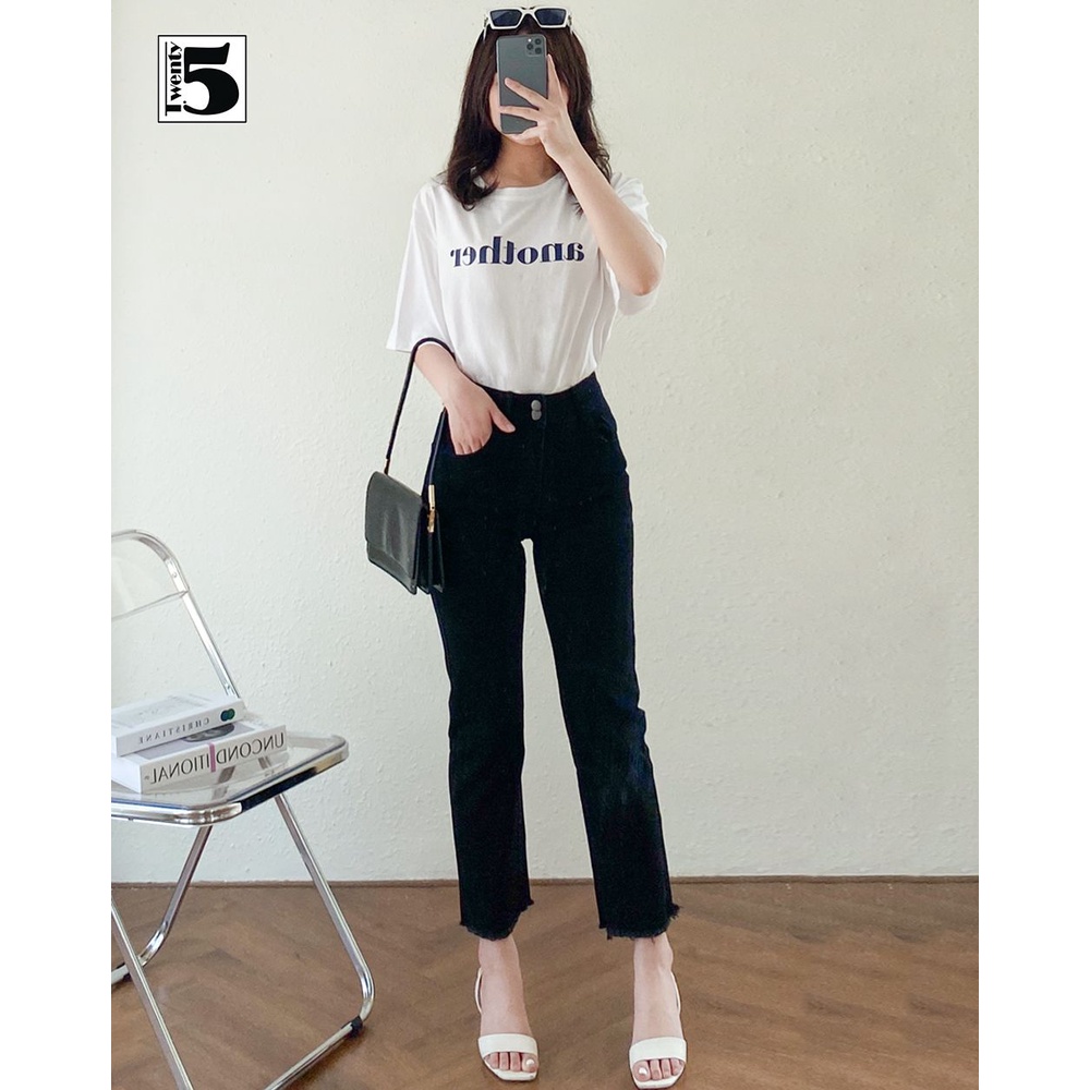 Quần jeans nữ ống đứng gấu tua rua chất co giãn cực năng động