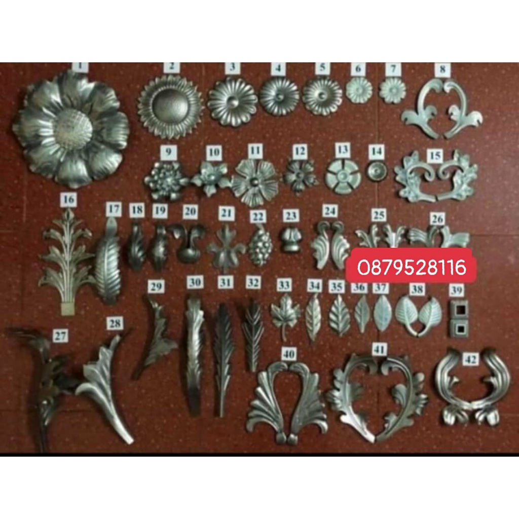Hoa trang trí sắt mỹ thuật (1 đôi)hoa lá bông phụ kiện.bông hoa lá phụ kiện trang trí cửa cổng lan can cầu thang