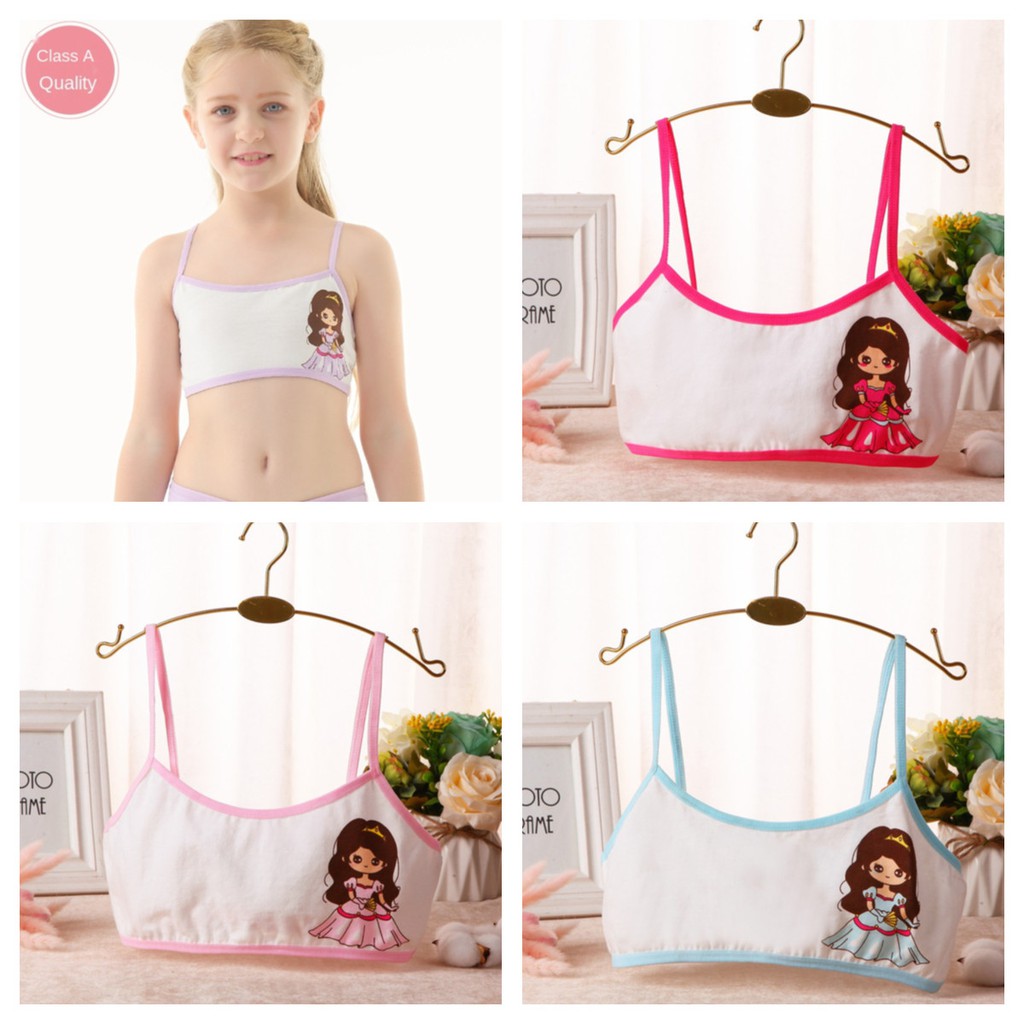 ✨ Ptu✨ Set 4 Áo Ngực Cotton Mềm Mại Thoáng Khí 7-15 T Dành Cho Bạn Gái Tuổi Teen