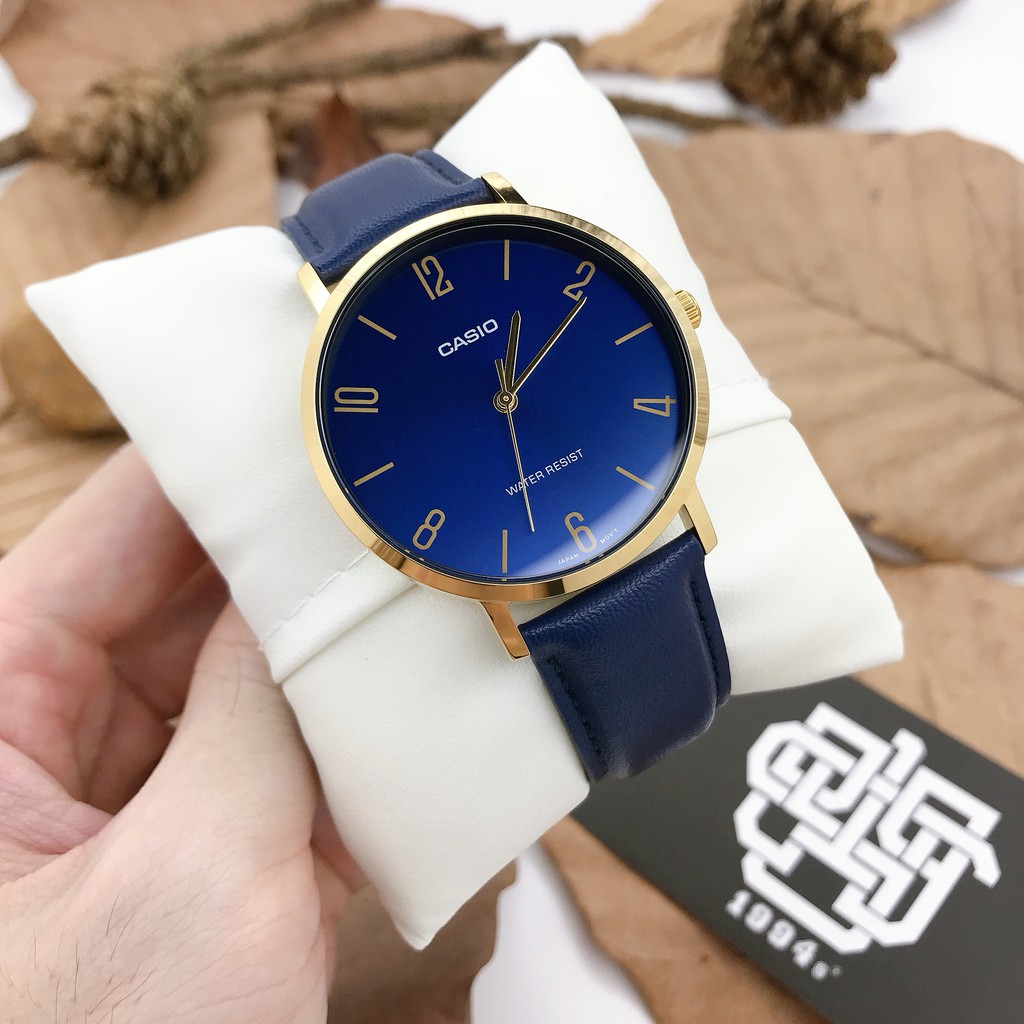 Đồng hồ nam Casio MTP-VT01 / MTP-VT01L-2B2 dây da, size 40mm, chống nước, hàng chính hãng