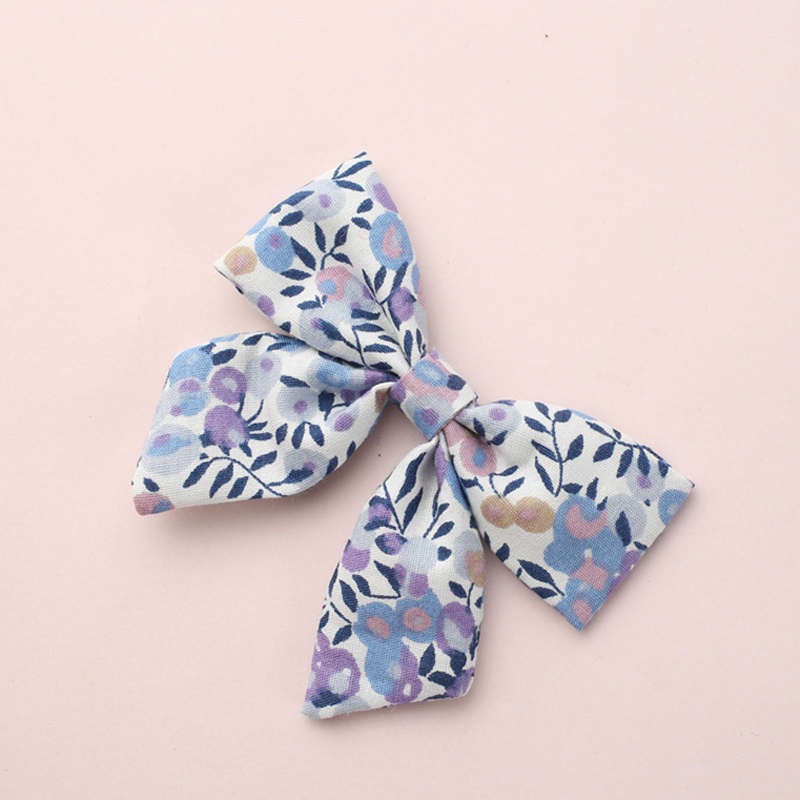 Kẹp Tóc Nơ In Hoa Bằng Vải Cotton Dành Cho Bé Gái
