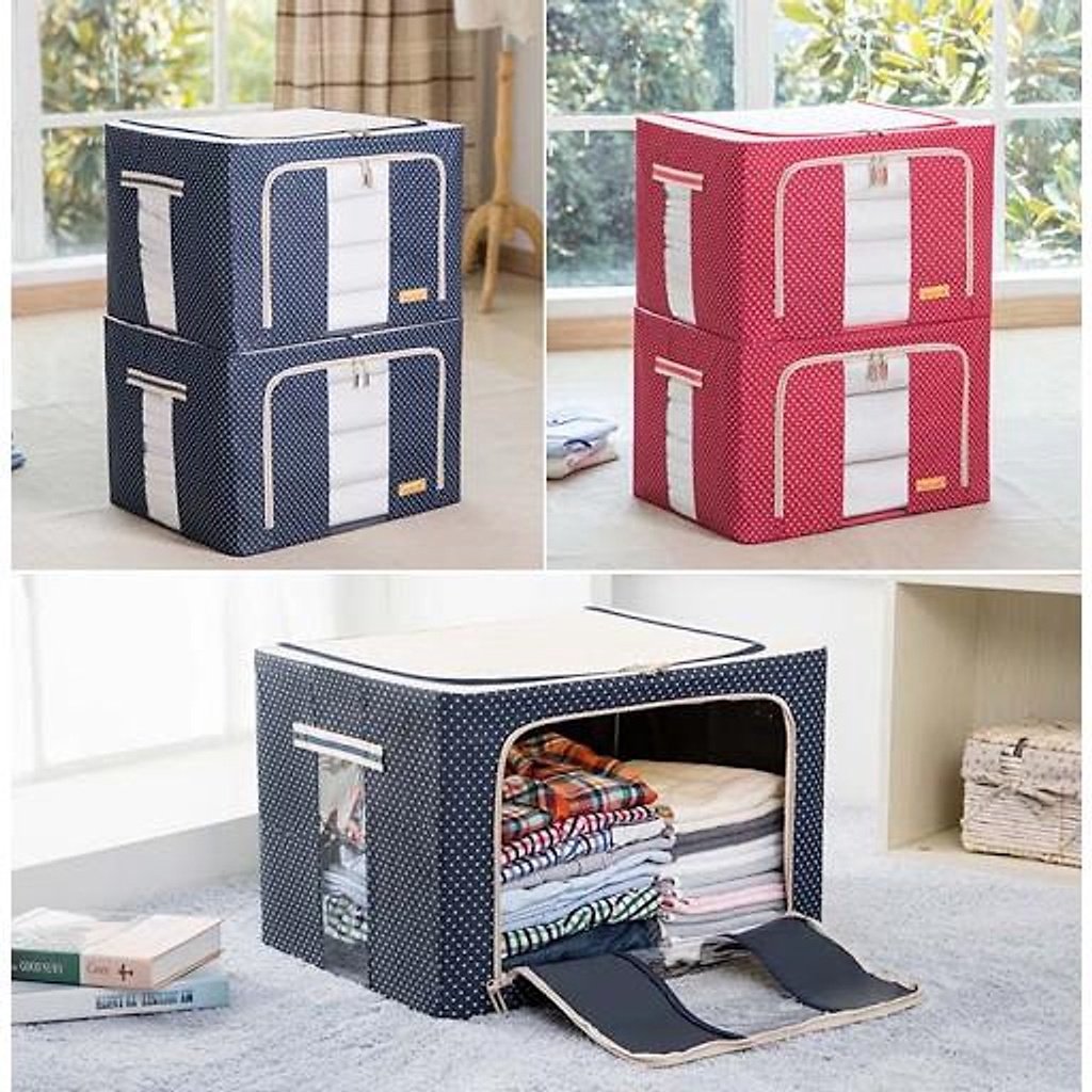 Túi Đựng Quần Áo Khung Thép Vải Cỡ Lớn 66L, Thùng Vải Đựng Đồ Đa Năng Gấp Gọn