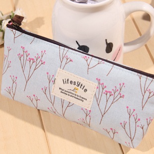 Túi Đựng Bút Bằng Vải Canvas Có Khóa Kéo Họa Tiết Hoa Dễ Thương