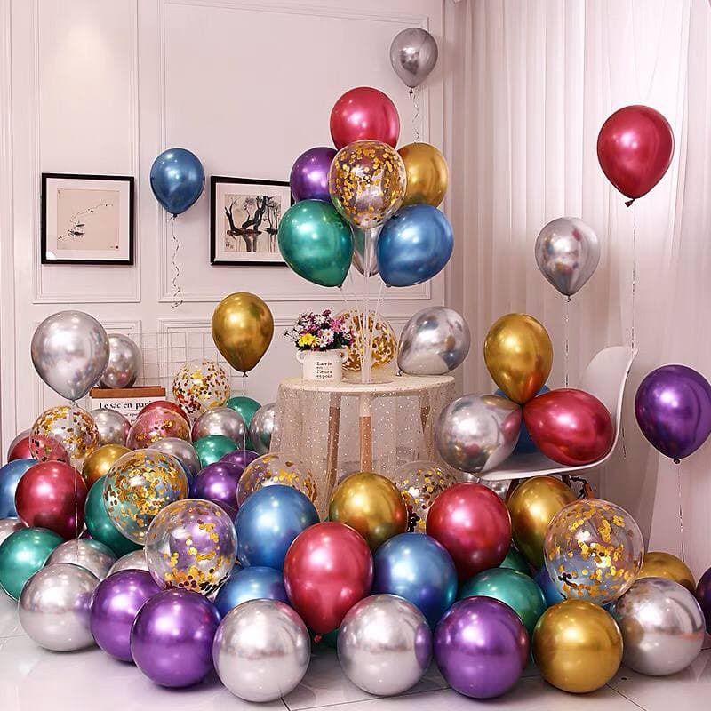 Set 50 quả bóng bay siêu nhũ nhiều màu sắc 10inch