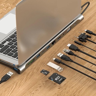 Hub Usb type c ra HDMI, VGA, Ethernet cho Laptop, Samsung, Táo Air/ Pro 2020 M1 - Hồ Phạm