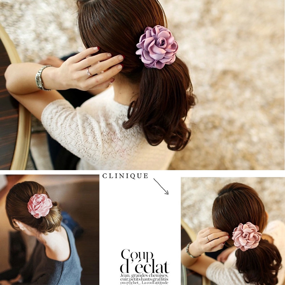 Dây buộc tóc gắn hoa hồng thời trang cho nữ