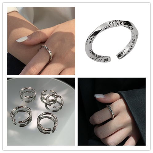 Nhẫn Hở Họa Tiết Graffiti Chữ Tiếng Anh Sang Trọng Thời Trang Cho Nữ